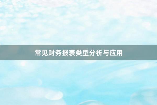 常见财务报表类型分析与应用