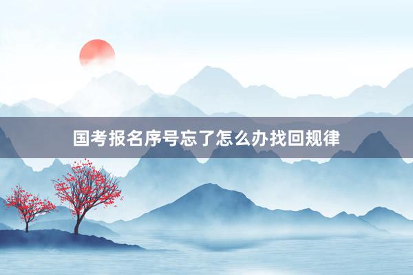 国考报名序号忘了怎么办找回规律