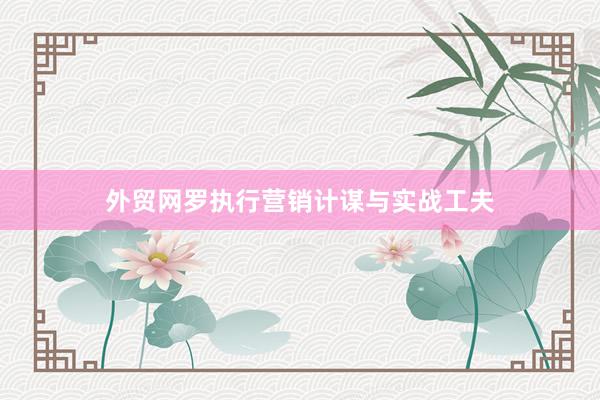 外贸网罗执行营销计谋与实战工夫